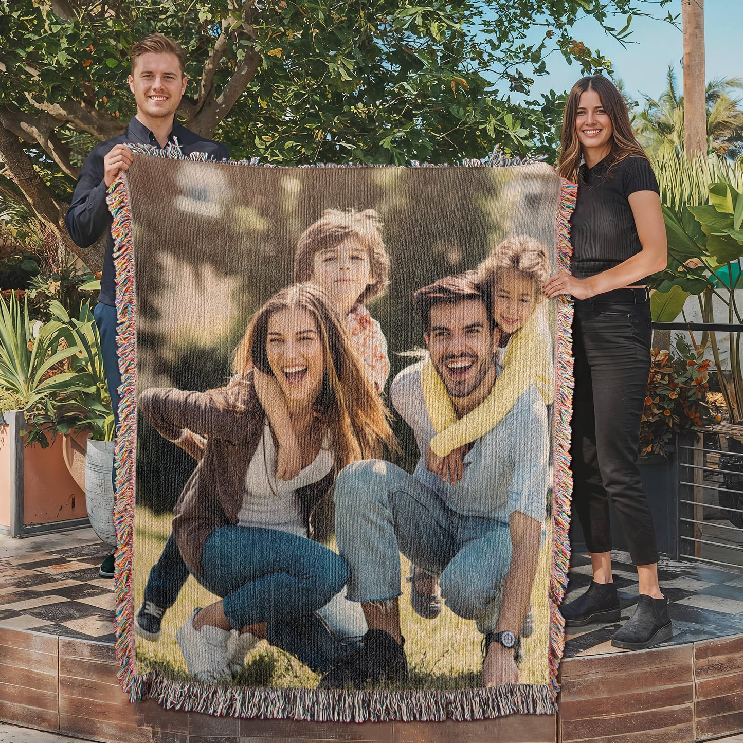 Personalized Woven Photo Blanket – CUSTOM Family Keepsake Throw (50x60 or 60x80)- Made in the USA