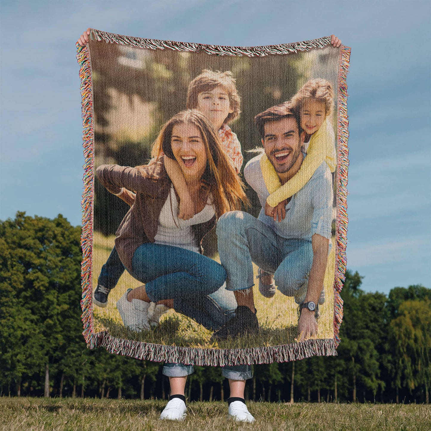 Personalized Woven Photo Blanket – CUSTOM Family Keepsake Throw (50x60 or 60x80)- Made in the USA