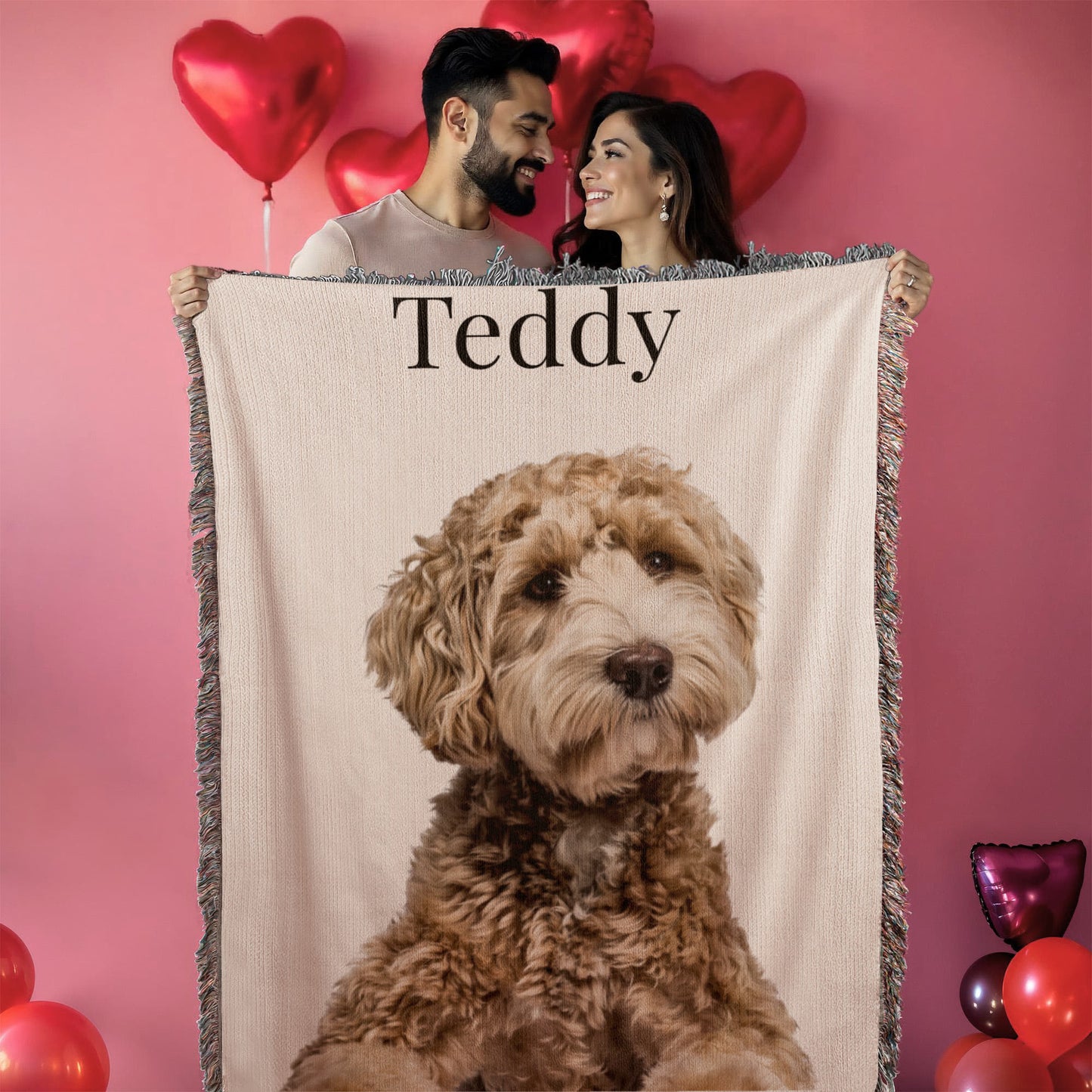 Personalized Pet Photo Woven Blanket – Custom Dog or Cat Heirloom Throw, Made in USA