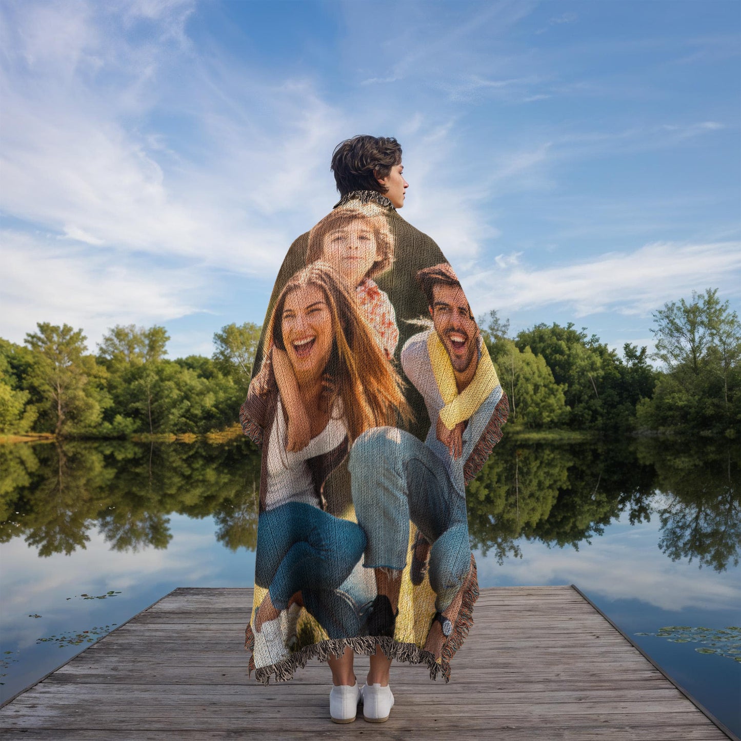 Personalized Woven Photo Blanket – CUSTOM Family Keepsake Throw (50x60 or 60x80)- Made in the USA