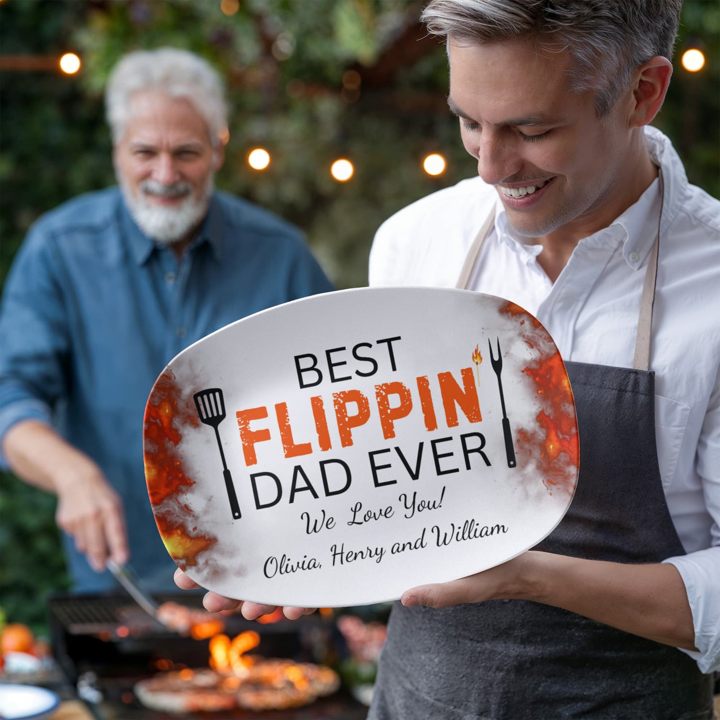 Personalized Platter Gift "Best Flippin' Dad Ever" Grill- Gift for Father's Day Birthday Him 10”x14” Platter