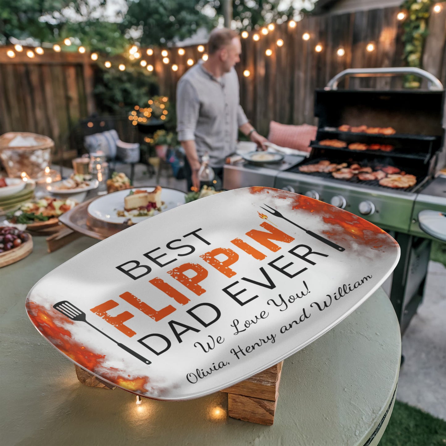 Personalized Platter Gift "Best Flippin' Dad Ever" Grill- Gift for Father's Day Birthday Him 10”x14” Platter