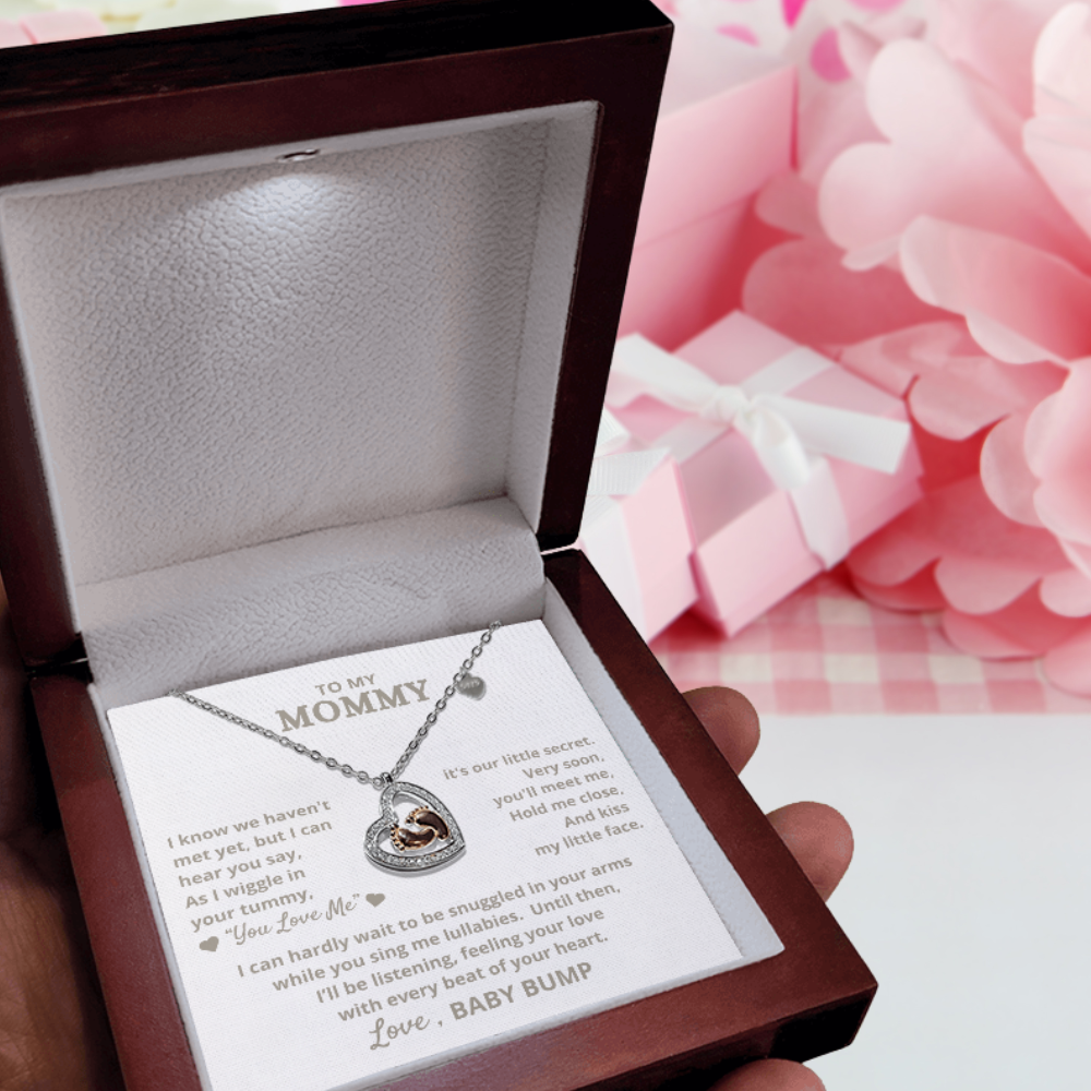 "Mommy To Be"| You Love Me| Baby Feet Heart-shaped Necklace Gift for Pregnant Mothers