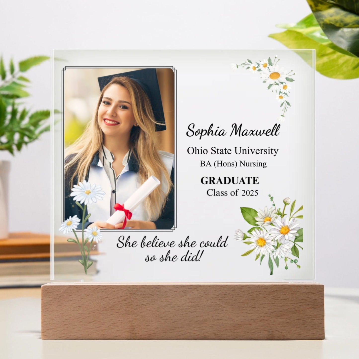 Personalized Graduation Gift For Her | Custom Photo Gift for Daughter | LED Acrylic Plaque