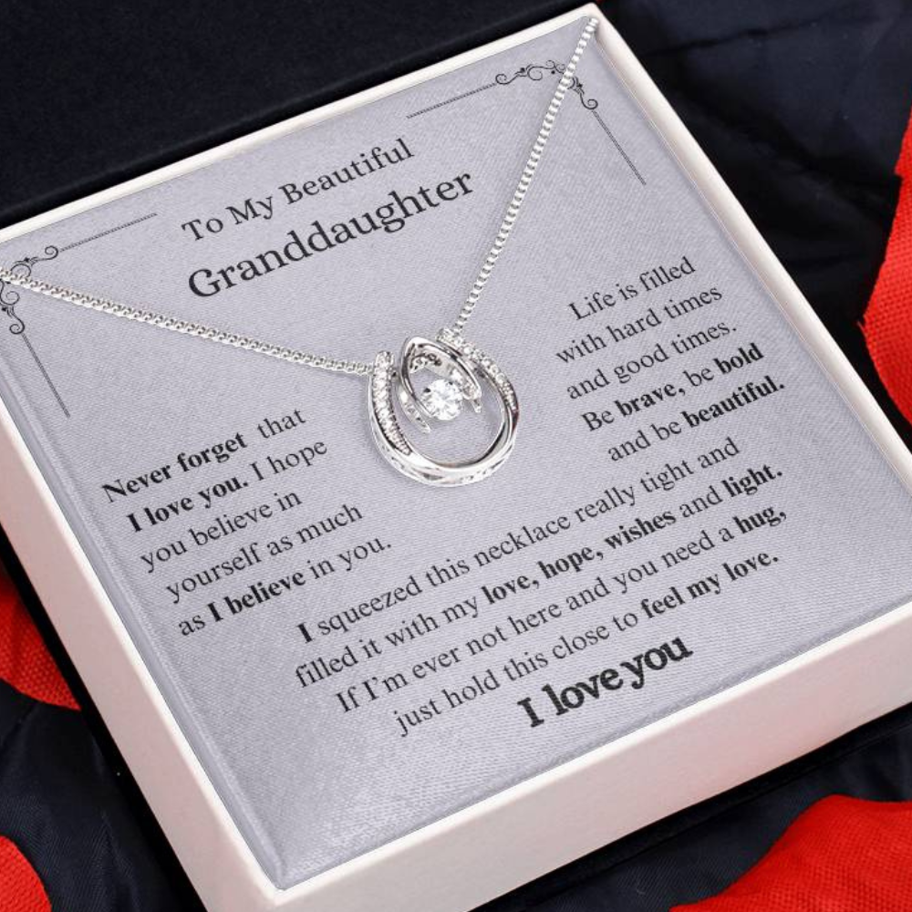 To My Granddaughter Necklace Gifts From Grandma or Grandpa, Graduation Birthday Mothers DAY Pendant Jewelry with Message Card and Gift Box
