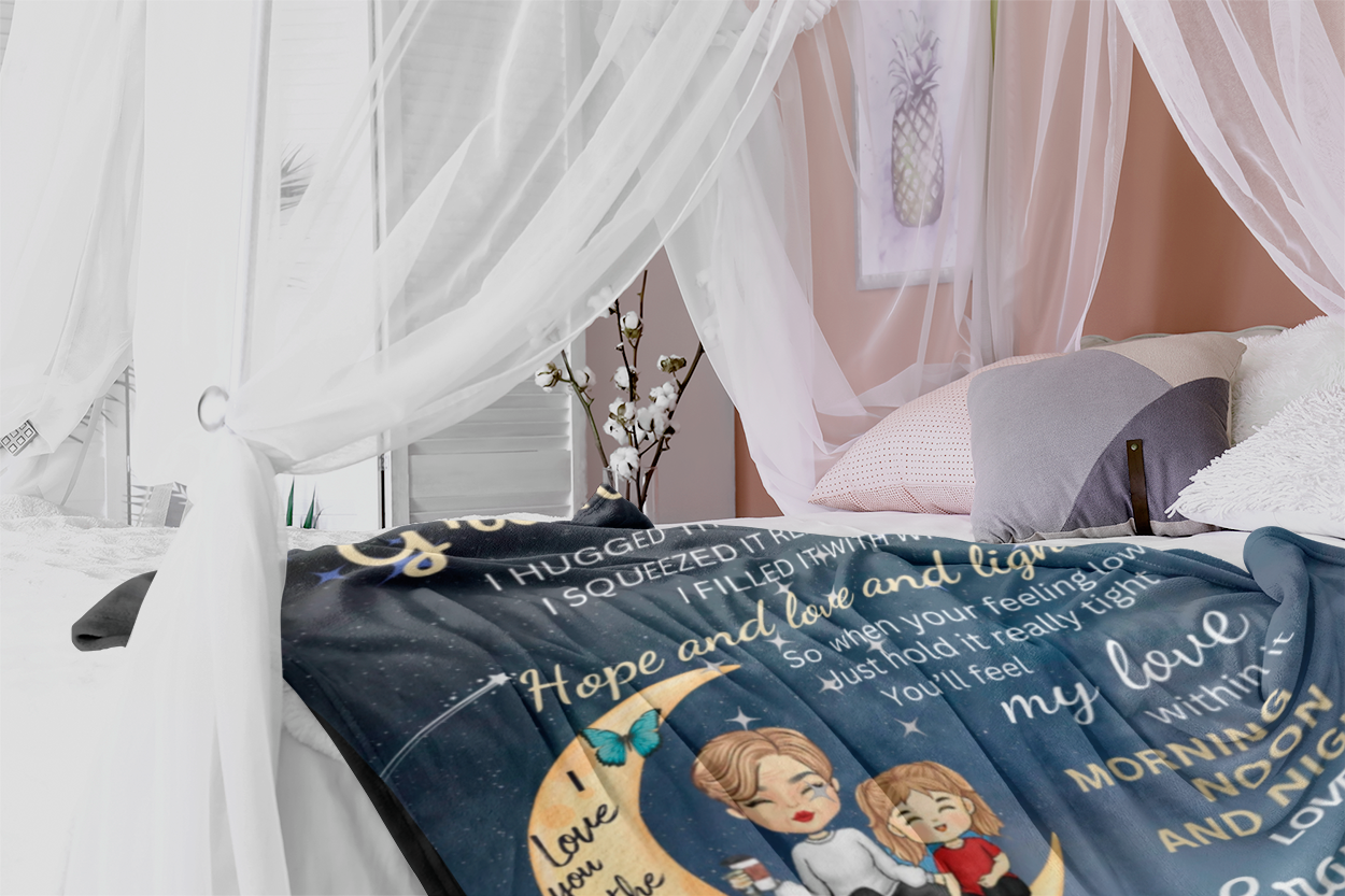 Grandma Hugged This Soft Blanket - Gift For Granddaughter - Personalized Fleece Blanket– 50×60- Birthday, Christmas