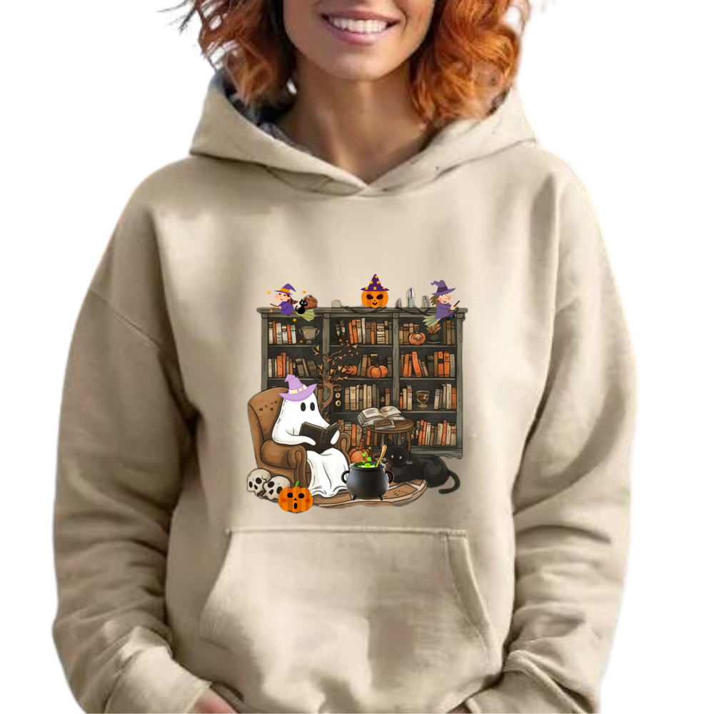 Boo-tiful Halloween Ghost Reading Sweatshirt| Hoodie