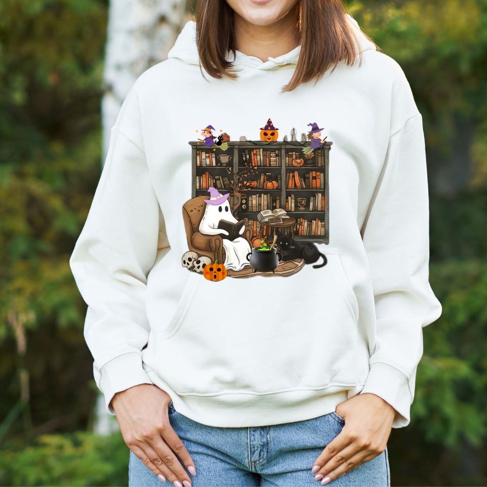 Boo-tiful Halloween Ghost Reading Sweatshirt| Hoodie
