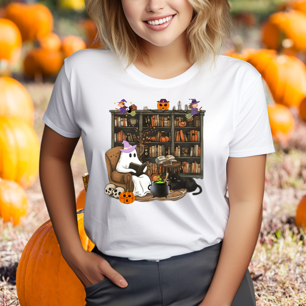 Boo-tiful Halloween Ghost Reading T-SHIRT