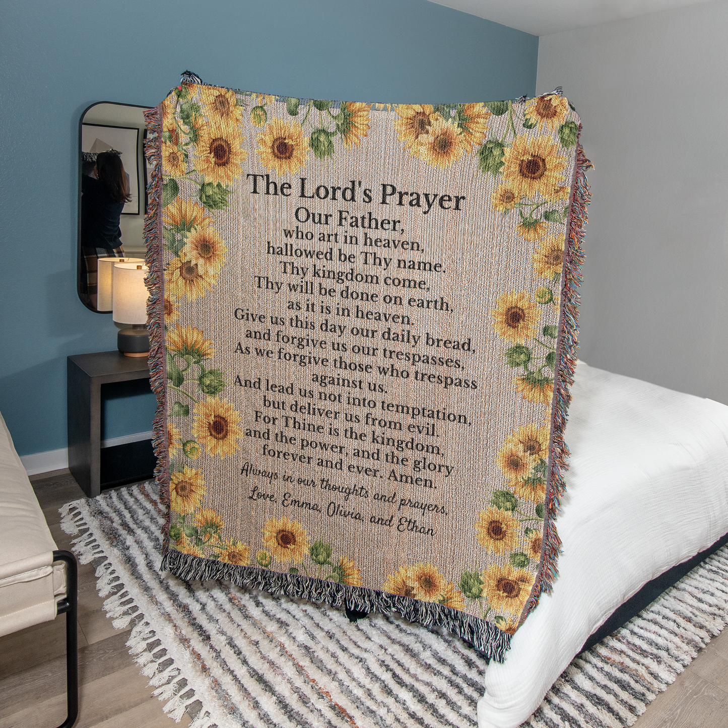 The Lord's Prayer- Personalized Heirloom Woven Prayer Blanket 50" x 60"