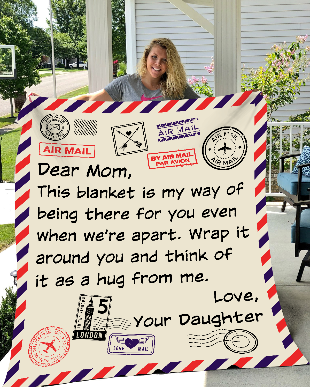 Dear Mom- Letter from Daughter- Jersey Fleece Blanket- 50" x 60"