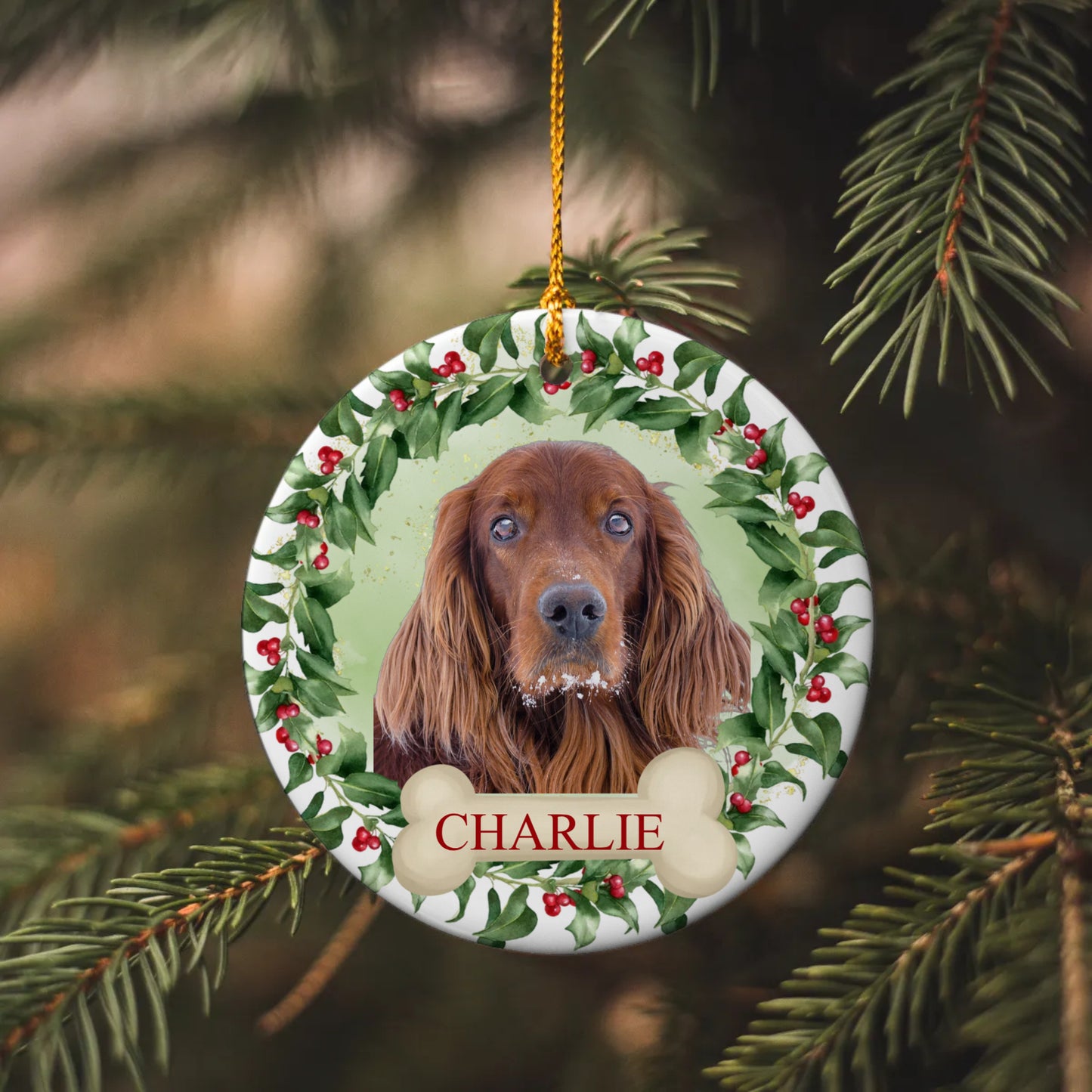 Personalized Dog Photo Christmas Ornament Using Pet's Photo + Name, Custom Ornament, Christmas Dog Ornament Personalized Dog Ornament
