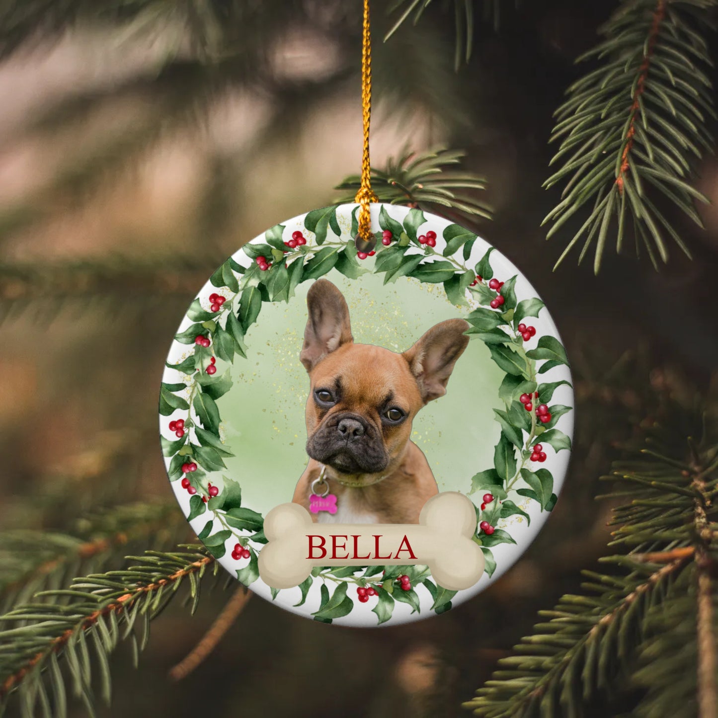 Personalized Dog Photo Christmas Ornament Using Pet's Photo + Name, Custom Ornament, Christmas Dog Ornament Personalized Dog Ornament