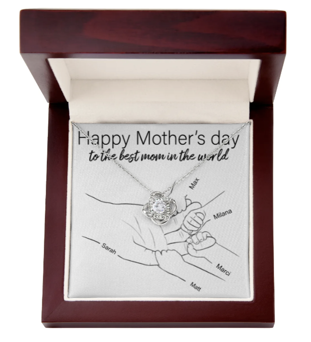 Personalized Gift For Mom-We Love You- Love Knot Necklace