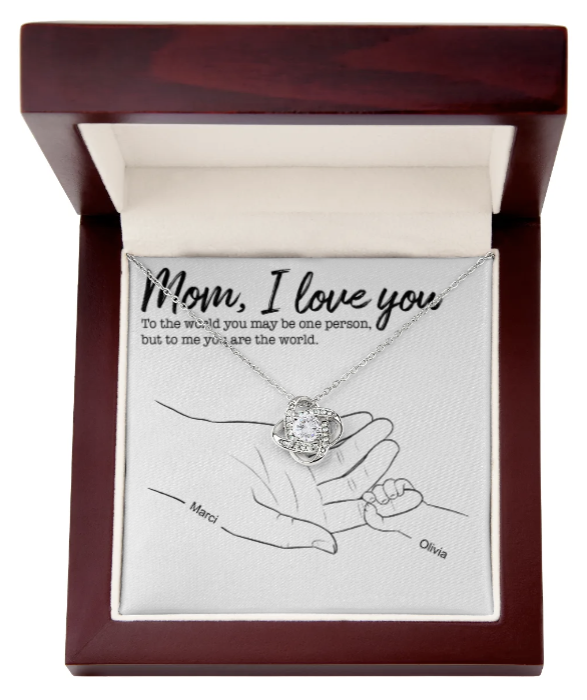 Personalized Gift For Mom-We Love You- Love Knot Necklace