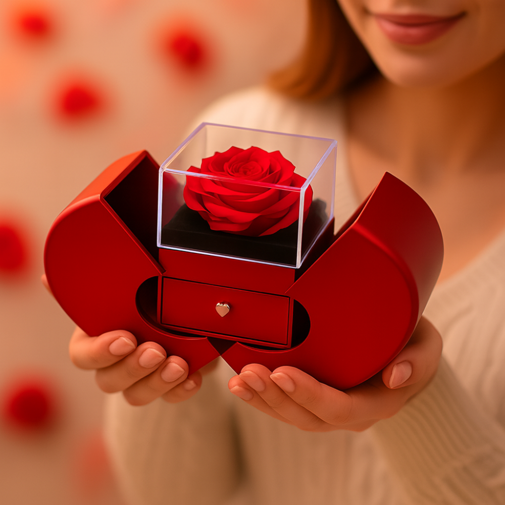 To My Beautiful Wife – Heart Necklace with Luxury Rose Box gift set