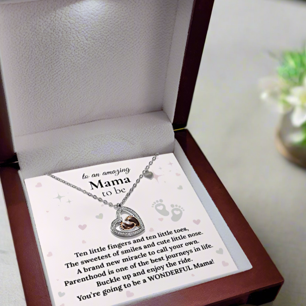 "Mama to be"| Sweetest of Smiles| Baby Feet Heart-shaped Necklace Gift for Pregnant Mothers