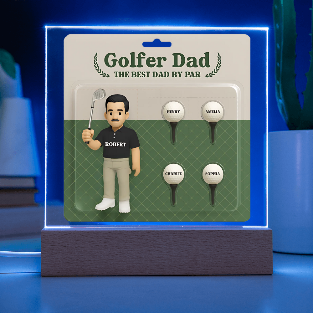 "Best Dad By Par" Personalized Golfer Acrylic Plaque with Kids' Names – Custom Father's Day Gift for Golf-Loving Dads