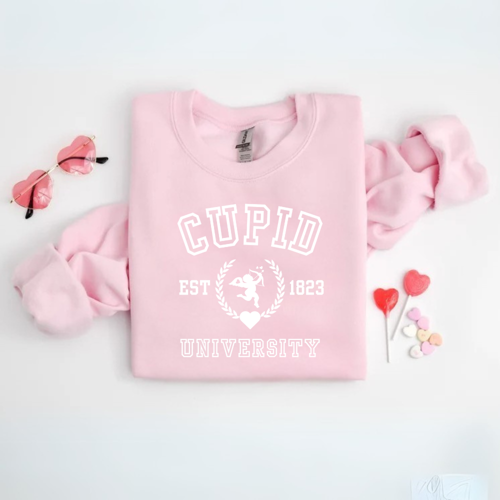 Cupid University T-Shirt| Sweatshirt| Hoodie-Valentine Day, Birthday or any Occasion. Get Ten Percent Off When Buying Two Or More