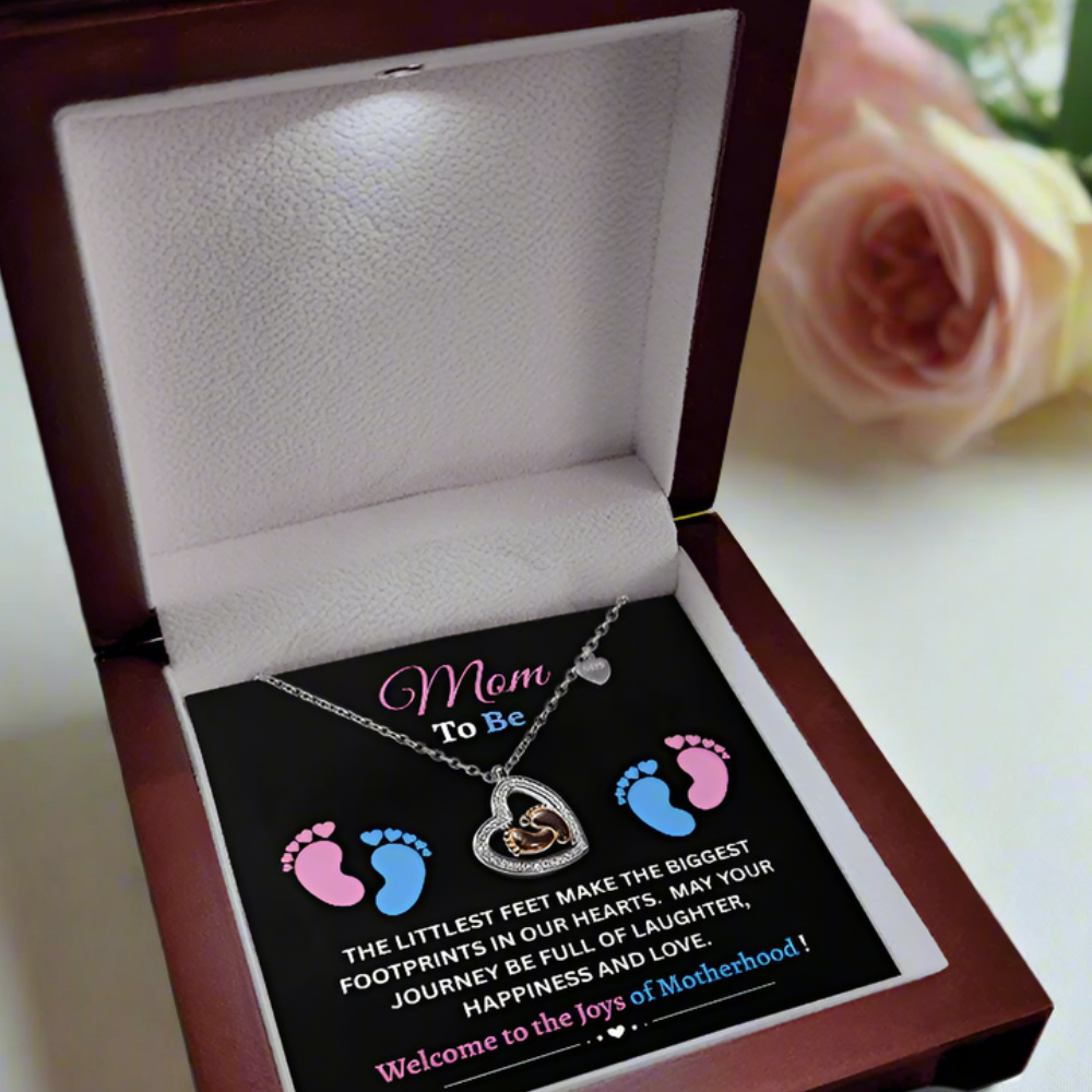 "Mom To Be"| Joys of Motherhood| Baby Feet Heart-shaped Necklace Gift for Pregnant Mothers