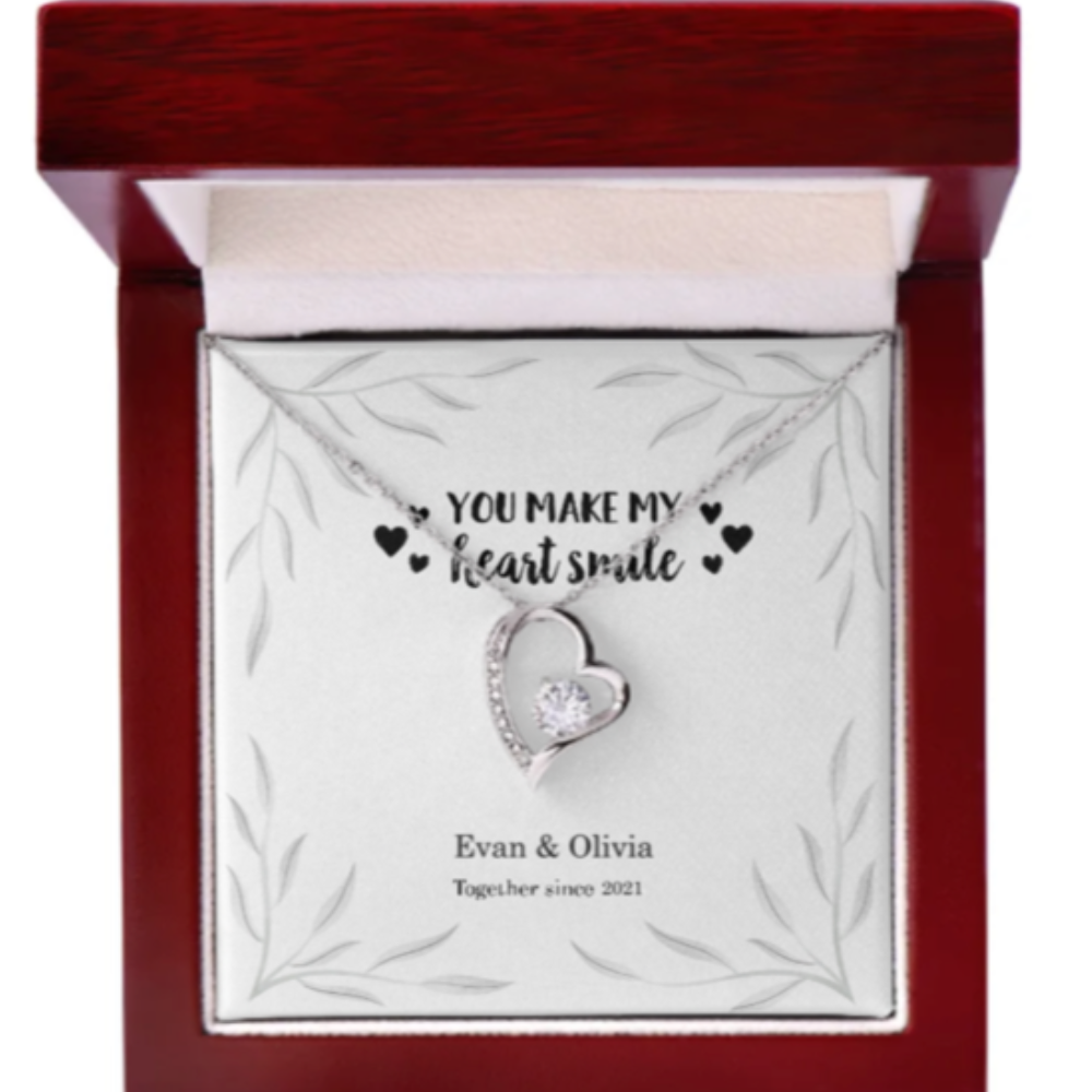 Personalized for Her- I Love You- Forever Love Necklace - 14k white gold finish