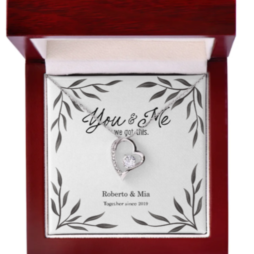 Personalized for Her- I Love You- Forever Love Necklace - 14k white gold finish