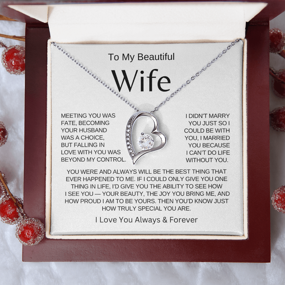 BEAUTIFUL WIFE - To My Wife | Heart Necklace |- MELT HER HEART. VALENTINES DAY, BIRTHDAYS, ANNIVERSARY ETC.