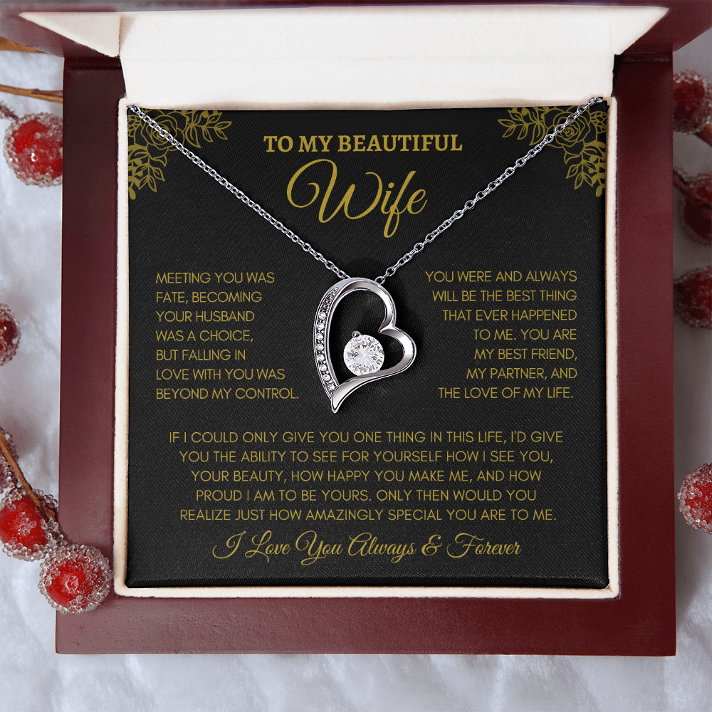 Beautiful Wife - Forever Love Necklace - Meeting you was fate . Anniversary, Birthday, Valentines, etc. FREE SHIPPING 50% OFF