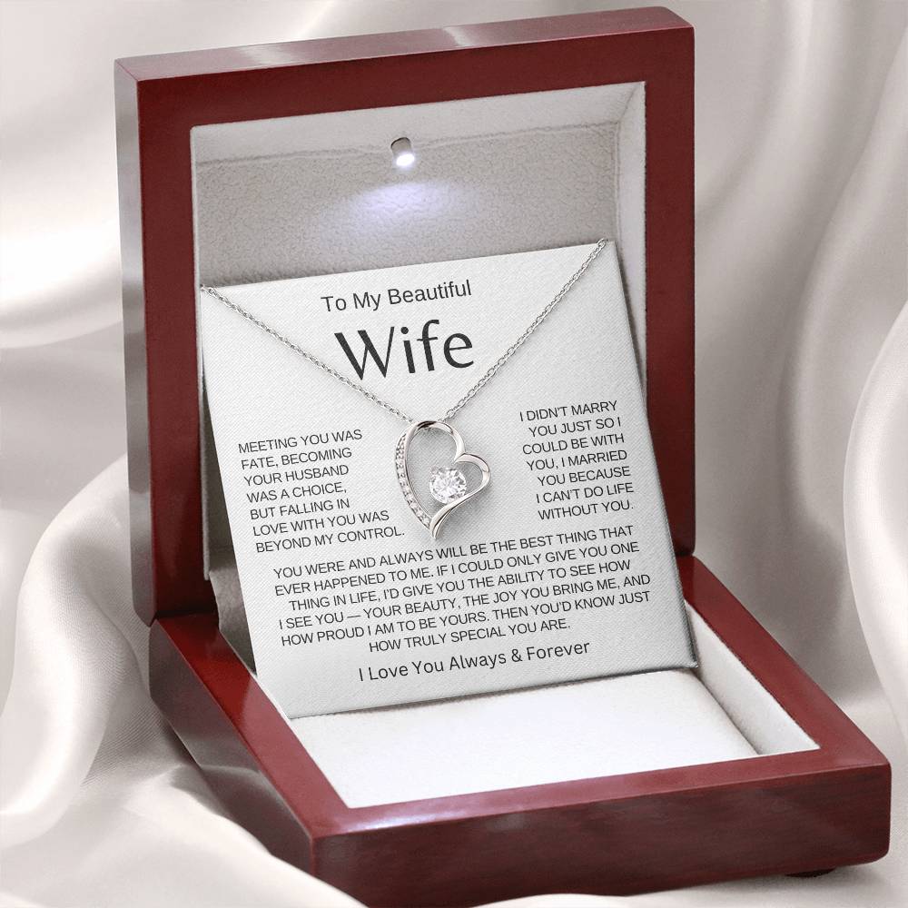BEAUTIFUL WIFE - To My Wife | Heart Necklace |- MELT HER HEART. VALENTINES DAY, BIRTHDAYS, ANNIVERSARY ETC.