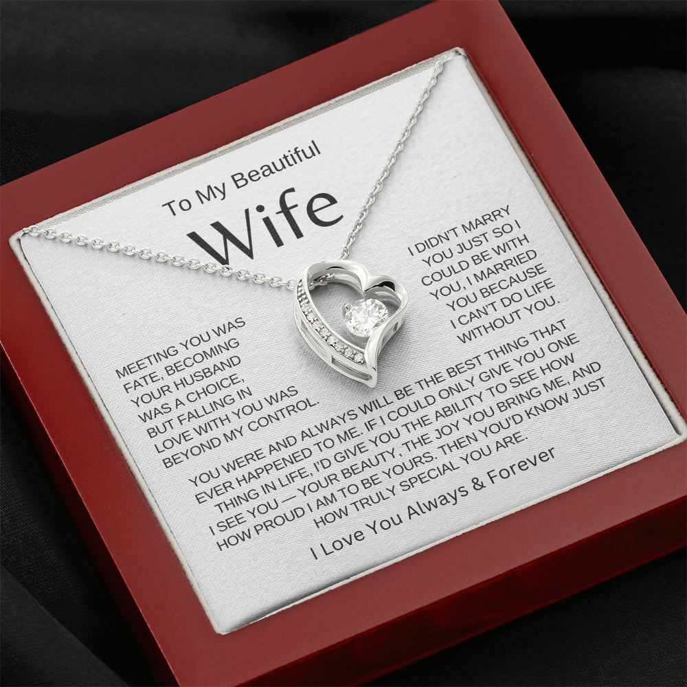 BEAUTIFUL WIFE - To My Wife | Heart Necklace |- MELT HER HEART. VALENTINES DAY, BIRTHDAYS, ANNIVERSARY ETC.