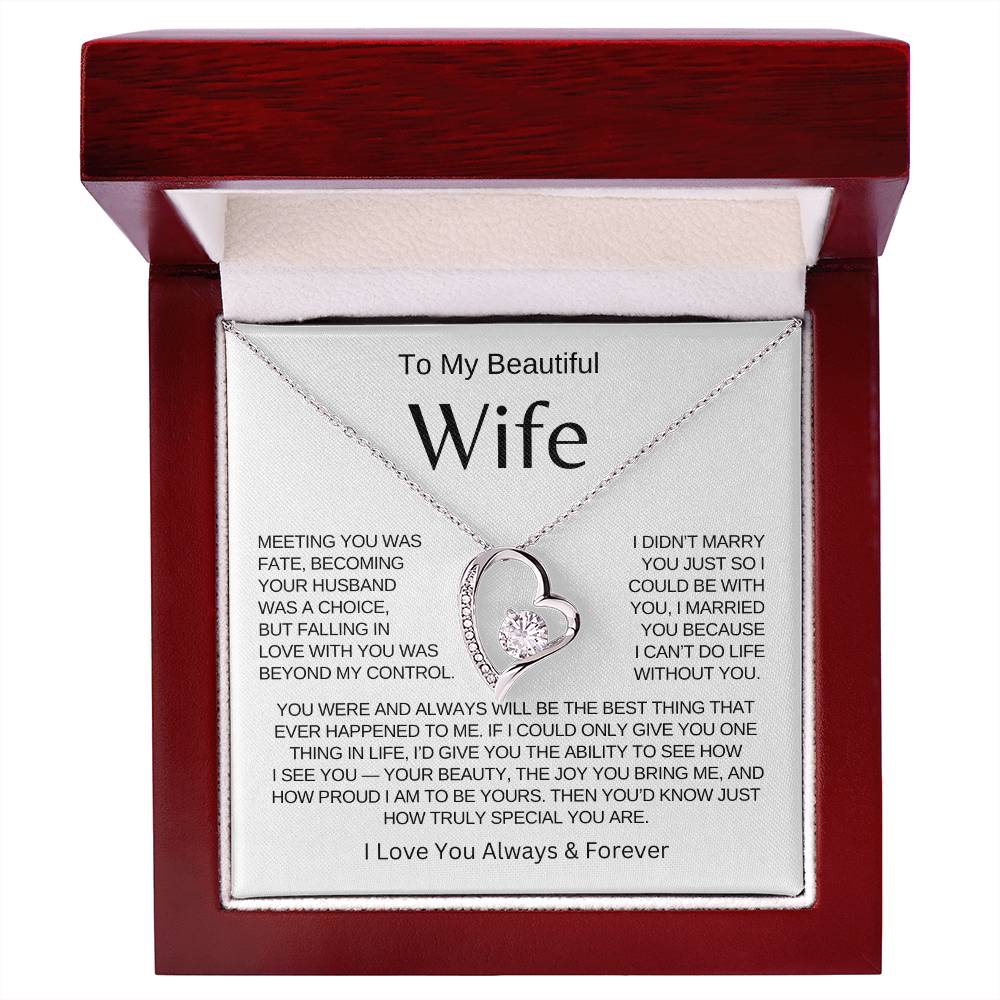 BEAUTIFUL WIFE - To My Wife | Heart Necklace |- MELT HER HEART. VALENTINES DAY, BIRTHDAYS, ANNIVERSARY ETC.