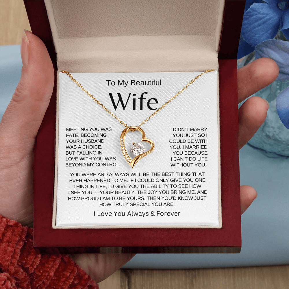 BEAUTIFUL WIFE - To My Wife | Heart Necklace |- MELT HER HEART. VALENTINES DAY, BIRTHDAYS, ANNIVERSARY ETC.