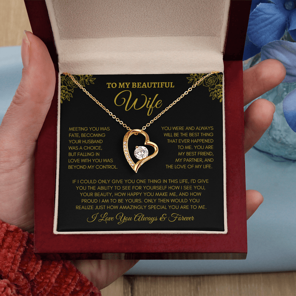 Beautiful Wife - Forever Love Necklace - Meeting you was fate . Anniversary, Birthday, Valentines, etc. FREE SHIPPING 50% OFF