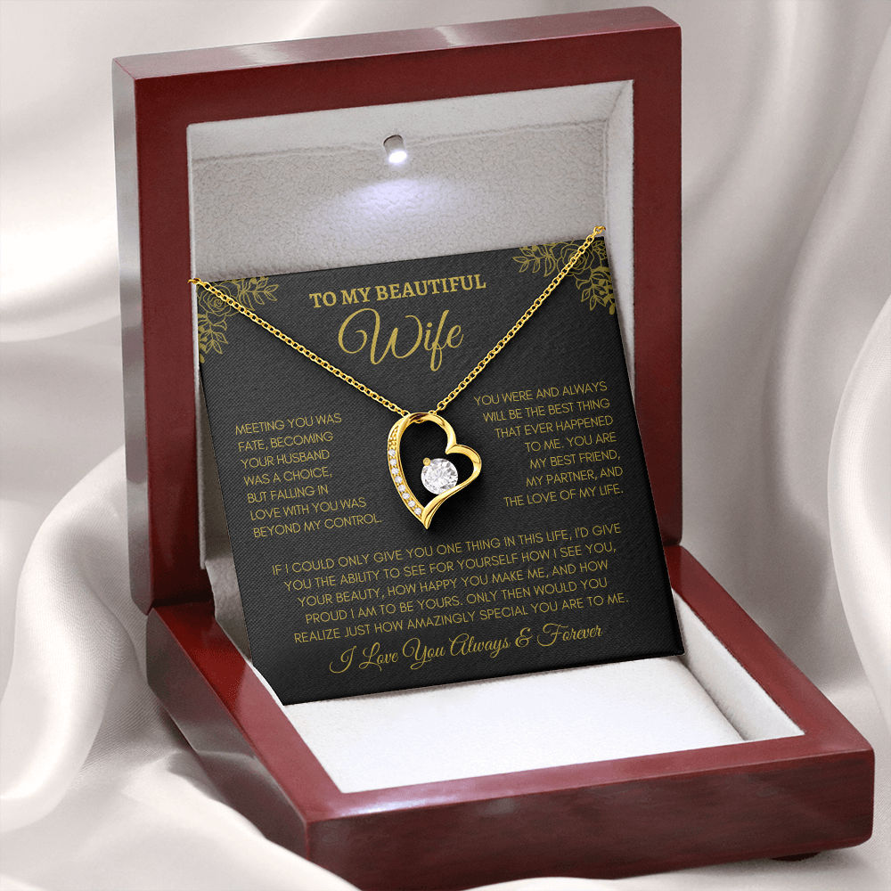 Beautiful Wife - Forever Love Necklace - Meeting you was fate . Anniversary, Birthday, Valentines, etc. FREE SHIPPING 50% OFF