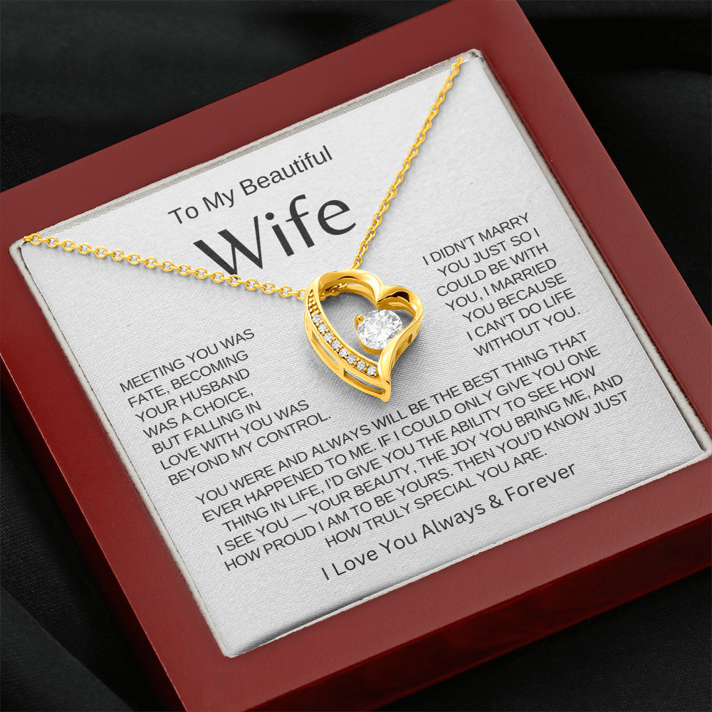 BEAUTIFUL WIFE - To My Wife | Heart Necklace |- MELT HER HEART. VALENTINES DAY, BIRTHDAYS, ANNIVERSARY ETC.