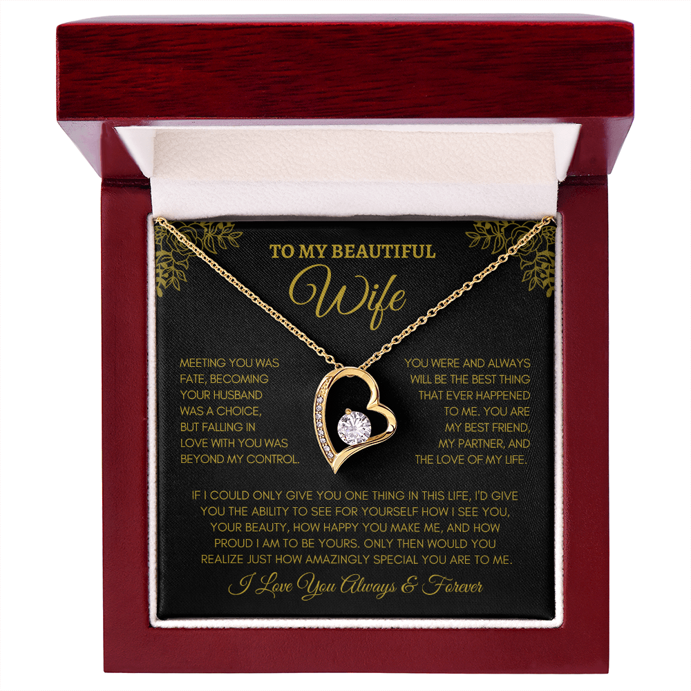 Beautiful Wife - Forever Love Necklace - Meeting you was fate . Anniversary, Birthday, Valentines, etc. FREE SHIPPING 50% OFF