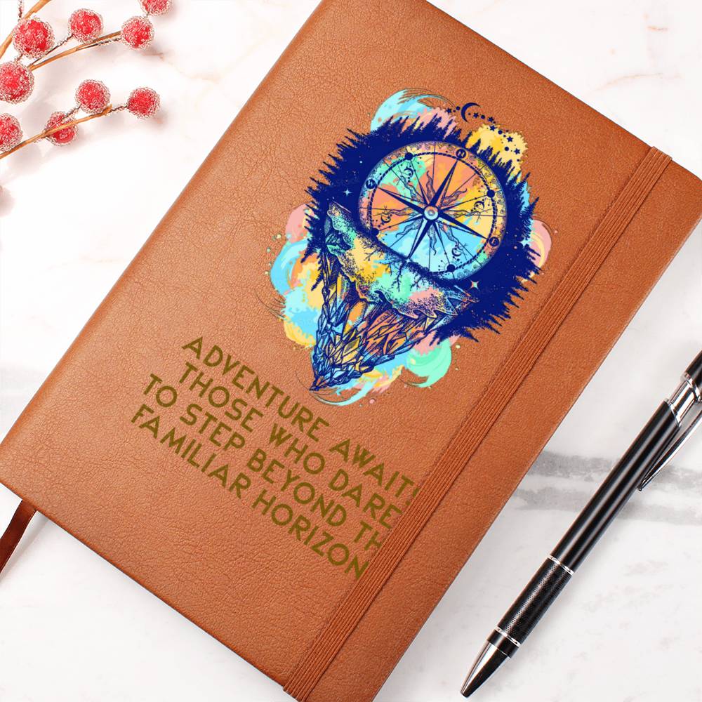 ADVENTURE AWAITS-Graphic Leather Journal