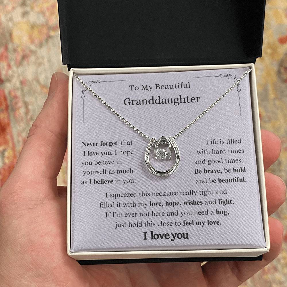 To My Granddaughter Necklace Gifts From Grandma or Grandpa, Graduation Birthday Mothers DAY Pendant Jewelry with Message Card and Gift Box
