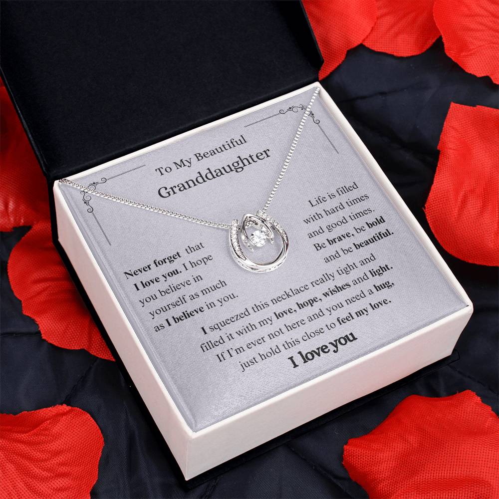 To My Granddaughter Necklace Gifts From Grandma or Grandpa, Graduation Birthday Mothers DAY Pendant Jewelry with Message Card and Gift Box