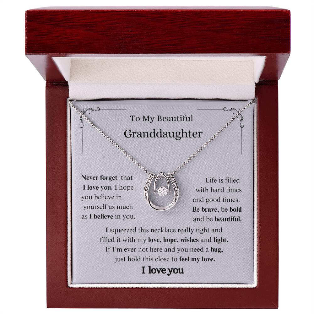 To My Granddaughter Necklace Gifts From Grandma or Grandpa, Graduation Birthday Mothers DAY Pendant Jewelry with Message Card and Gift Box