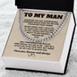 To My MAN-Cuban Link Chain Gift Set. Great For Fathers Day Or Any Occasion