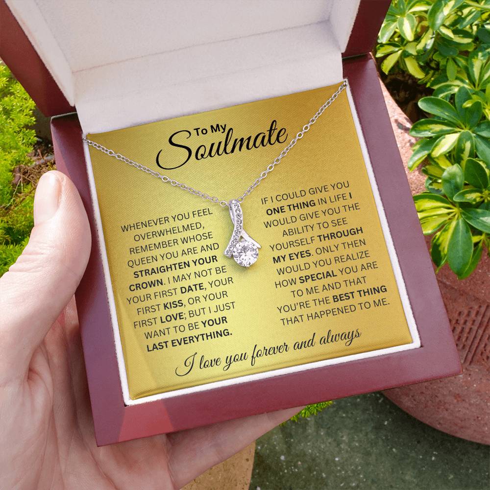 Soulmate -Gifts For Wife Romantic, Wife, Friend Birthday, Anniversary Gift, Ideas Necklace, Necklace For Wife, Friend From Husband or Friend, Message Card and Gift Box, Stainless Steel, Cubic Zirconia