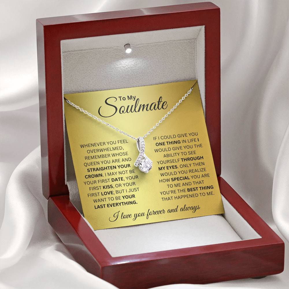 Soulmate -Gifts For Wife Romantic, Wife, Friend Birthday, Anniversary Gift, Ideas Necklace, Necklace For Wife, Friend From Husband or Friend, Message Card and Gift Box, Stainless Steel, Cubic Zirconia