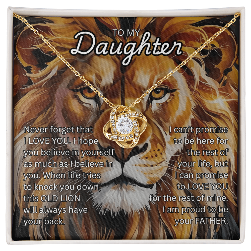 Beautiful Gift for Daughter from Dad "This Old Lion" Love Knot Necklace