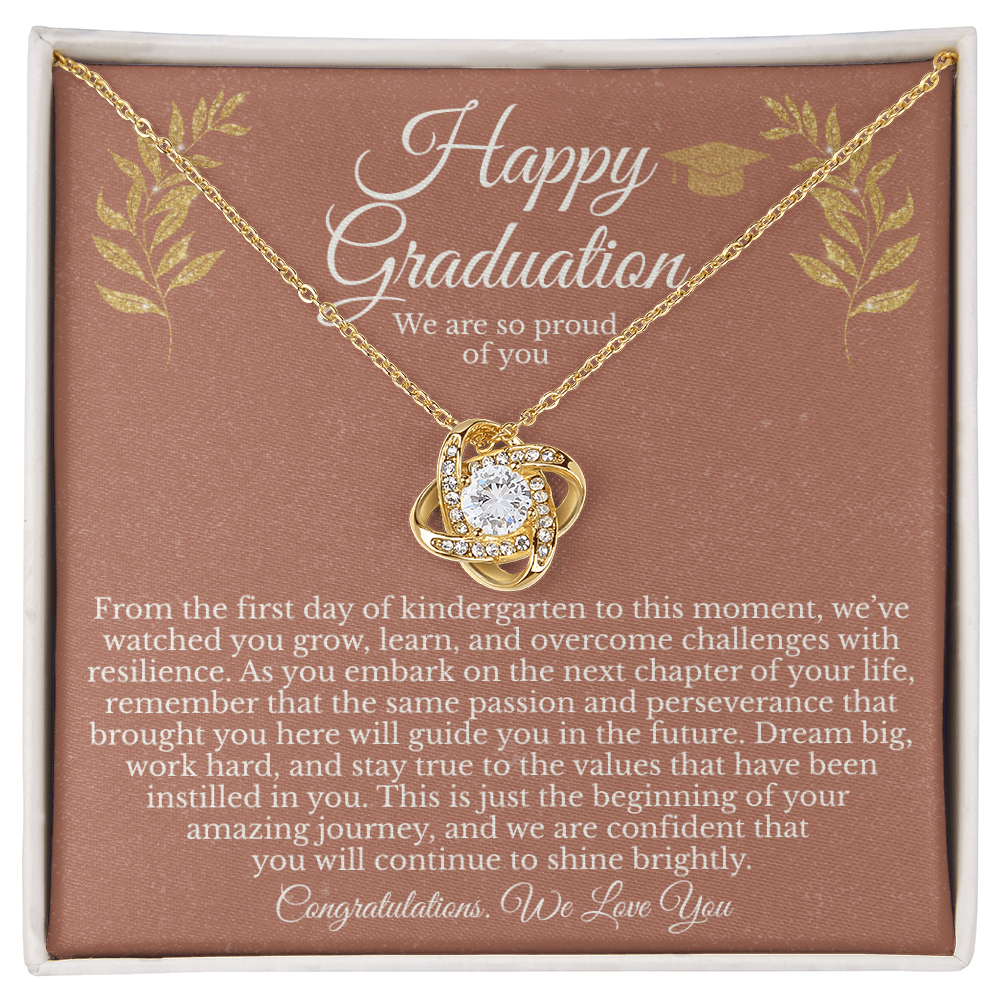 Happy Graduation Gift for Her – Love Knot Necklace With Heartfelt Message Card