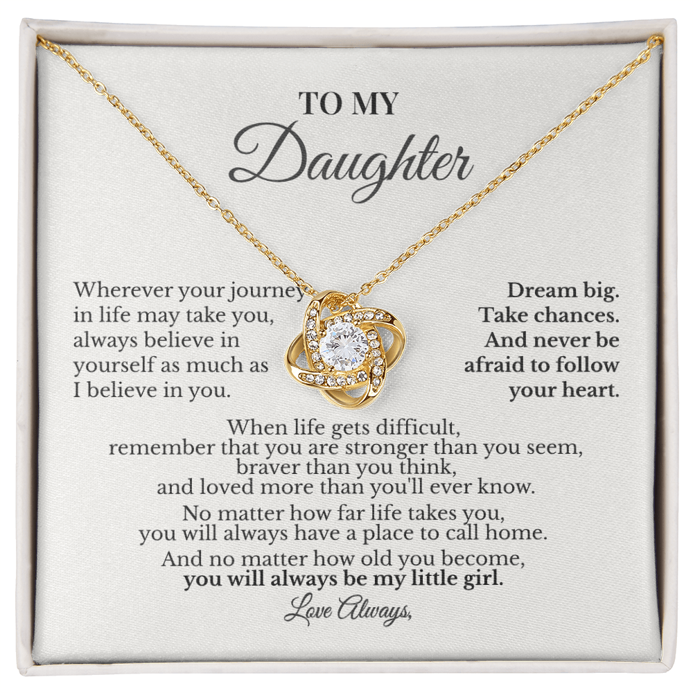 To My Daughter Necklace | You Will Always Be My Little Girl | Love Knot Necklace