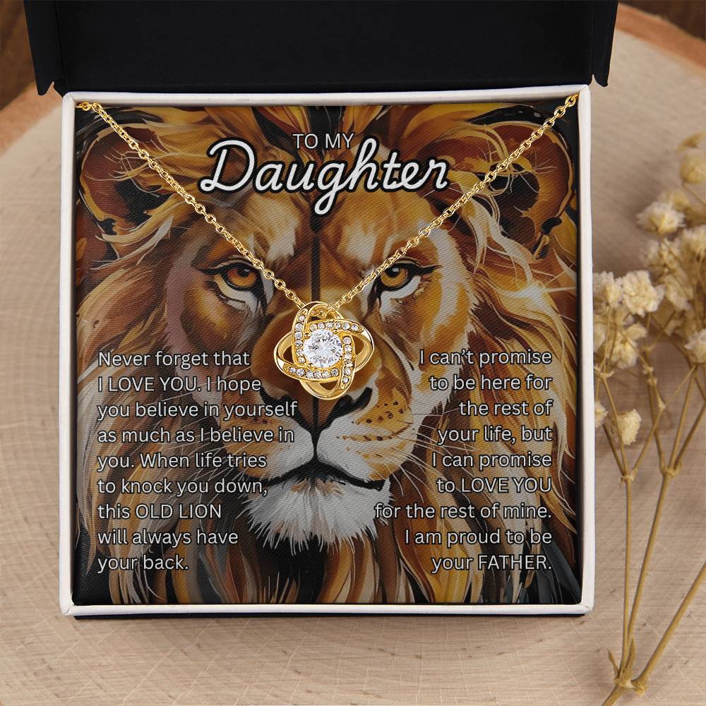 Beautiful Gift for Daughter from Dad "This Old Lion" Love Knot Necklace