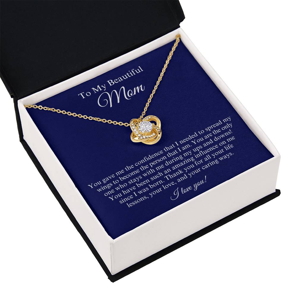Beautiful Mom, Amazing Influence, Love Knot Necklace Gift Set, Mother's Day, Birthday Gift