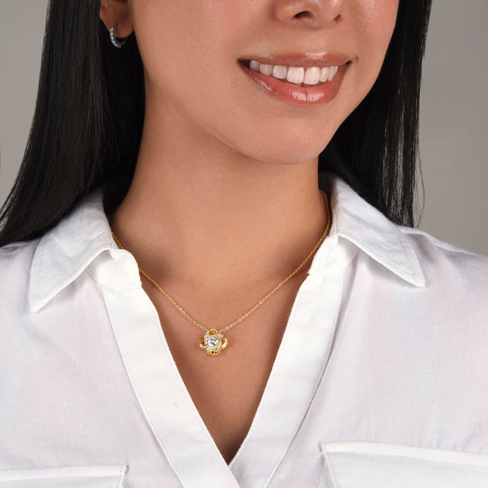 Daughter- Persalized "My Lucky Four- Leaf Clover" Love Knot Necklace