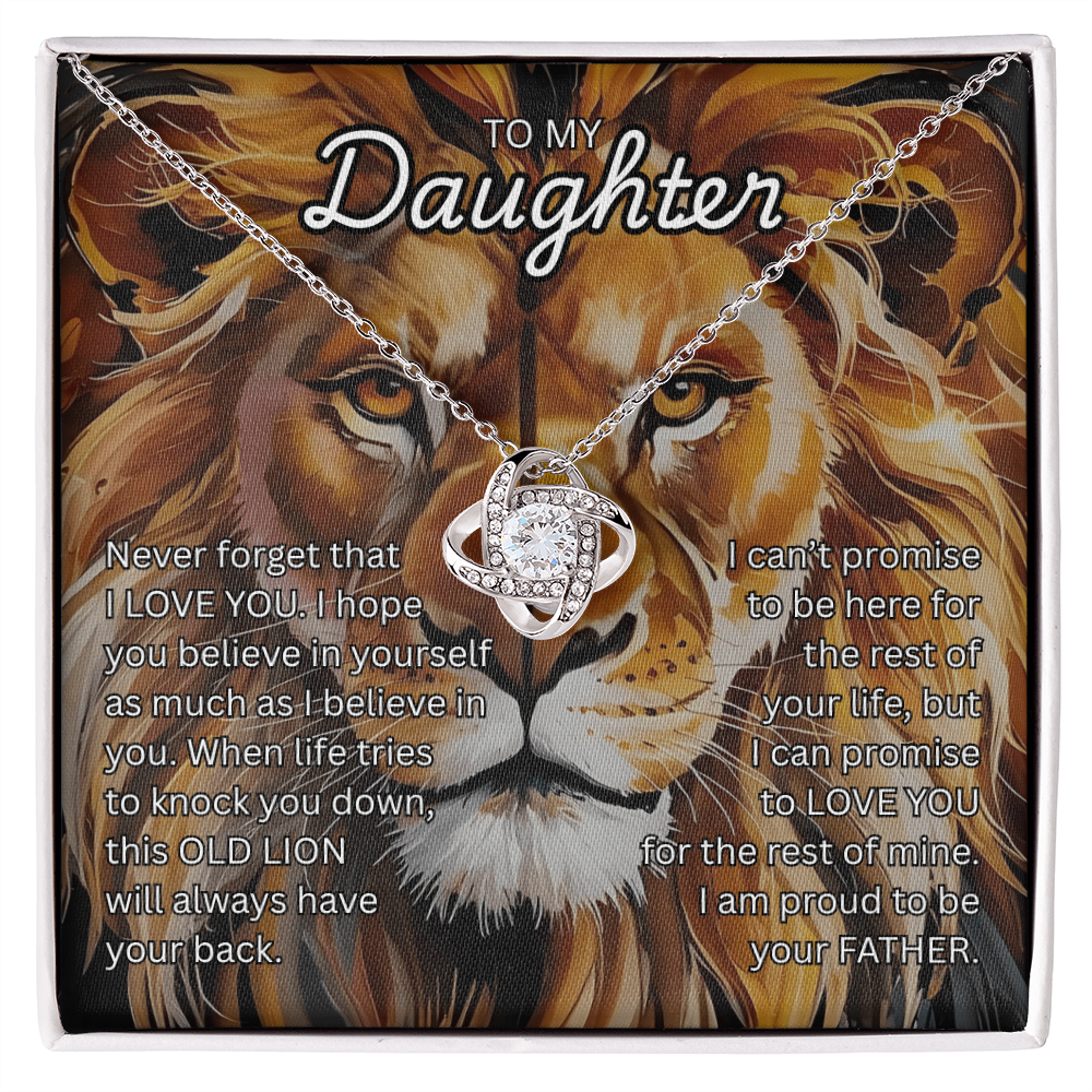 Beautiful Gift for Daughter from Dad "This Old Lion" Love Knot Necklace
